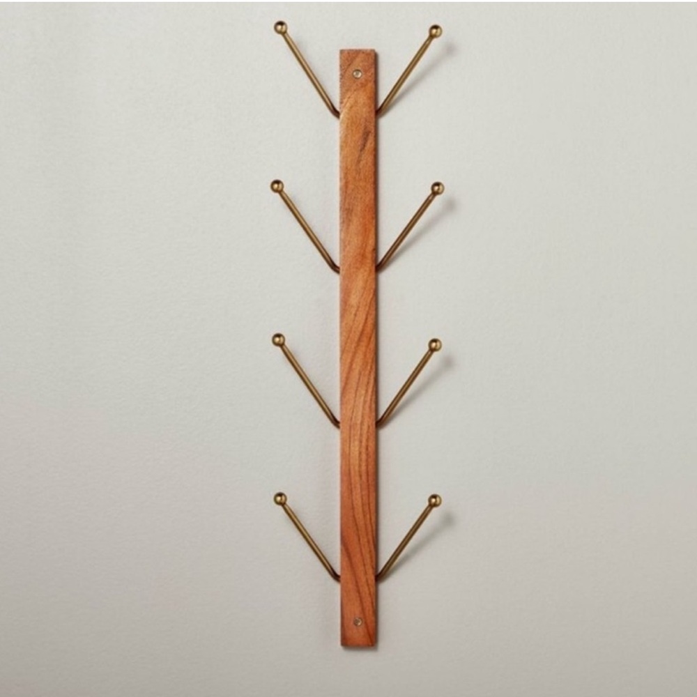 Hearth & Hand with Magnolia 24" Wood & Metal Vertical Wall Rack Brown/Brass